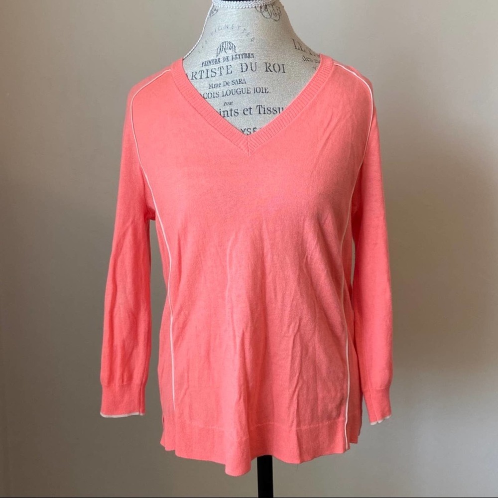 J. crew Factory XS Coral V Neck 3/4 Sleeve Top